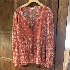 Lucky Brand Rust Floral Blouse